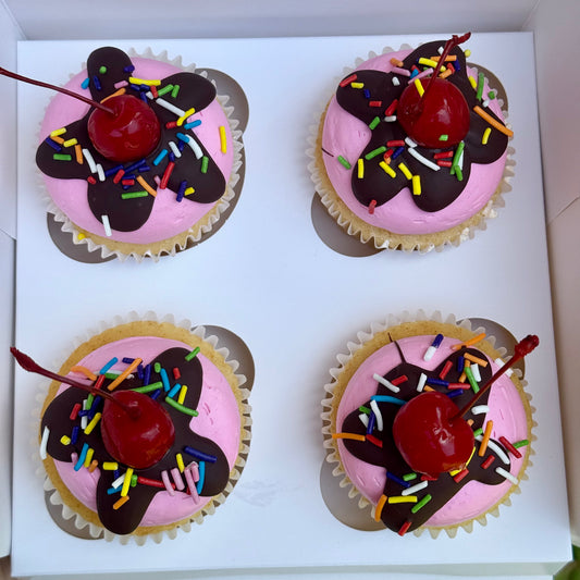 Pink Sundae Cupcakes