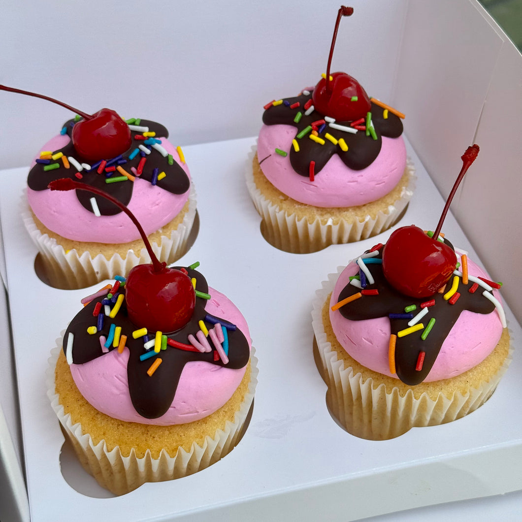 Pink Sundae Cupcakes