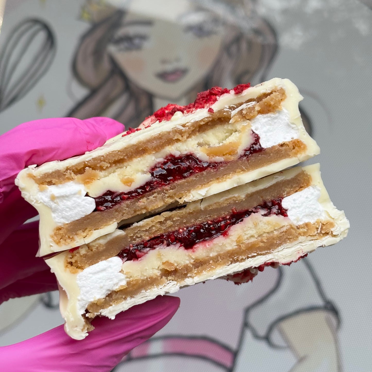 Raspberry & White Choc Wagon Wheel