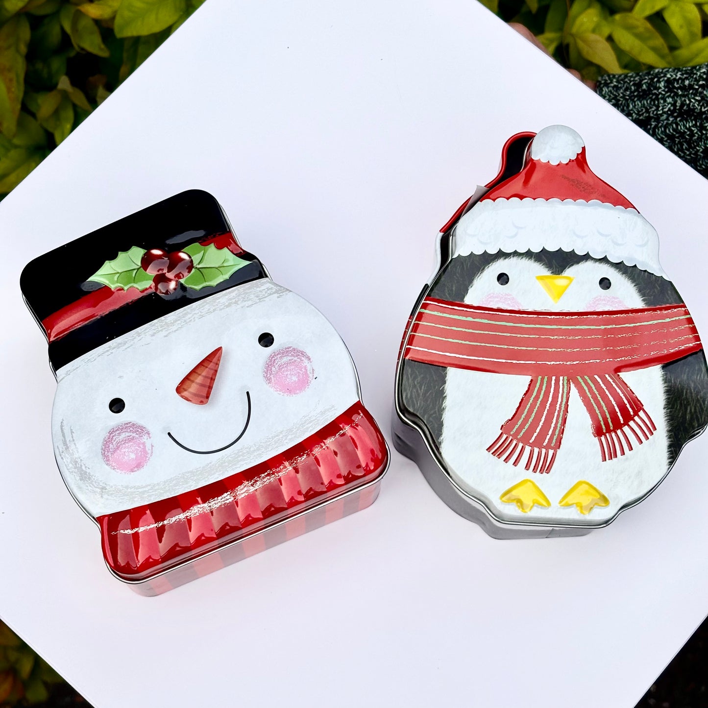 Snowman & Penguin Mini Cookie Tins