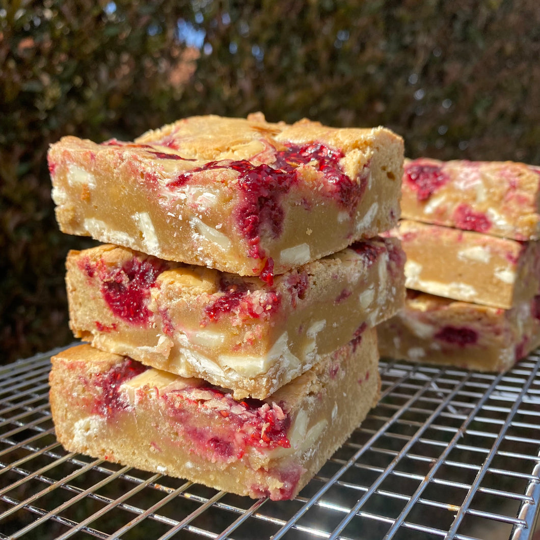 Raspberry White Chocolate Blondie