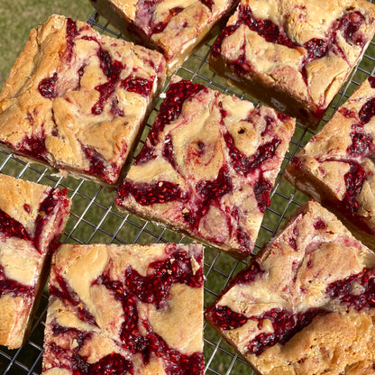 Raspberry White Chocolate Blondie